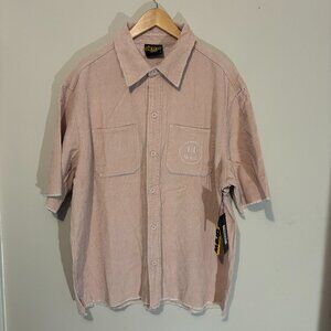 Pink corduroy collared button down shirt